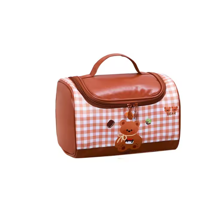 Bolsa de maquillaje portátil de gran capacidad para gatito, bolsa de cosméticos de mano de estilo coreano, bolsa de aseo para gato y Panda para mujer - 1