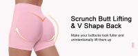 Mujeres sin costuras cintura baja acanalado Scrunch Bum gimnasio impacto Biker Yoga Fiess entrenamiento correr estiramiento atlético botín pantalones cortos - details 3