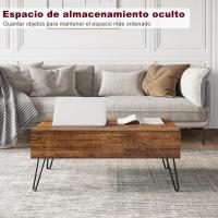 Centro Elevable, Mesa Salon con Espacio Interno, Mesa Centro Elevable y Extensible, Mesa Auxiliar con Patas Metálicas para Salón, 95x50x(40-55,5) cm, Marrón Rústico, BTS18hov - details 7