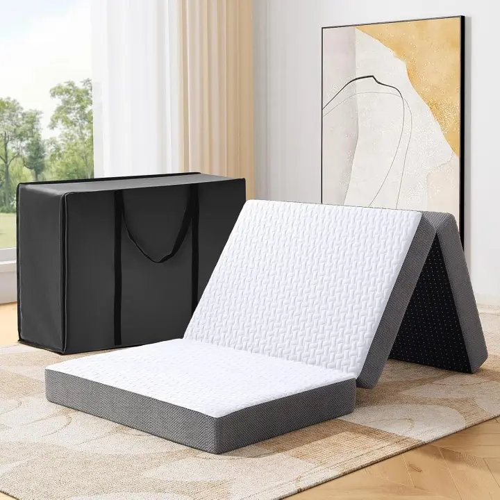 80x195x15cm Plegable Suelo Invitados Colchon Coche 3 Piezas Camping Funda - 1