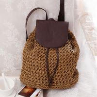 Mochila con cordón para mujer, bolso de paja a la moda, bolso de hombro de viaje de gran capacidad, para playa y verano - details 10