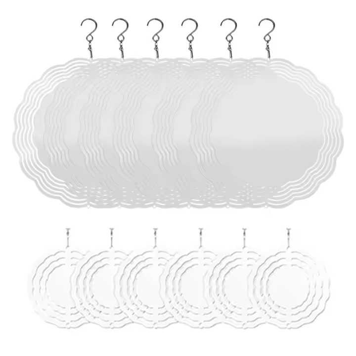 12 Uds. Hilanderos de viento de sublimación en blanco, hilanderos de viento 3D, hilanderos de viento colgantes para decoración de jardín al aire libre, 3/8 pulgadas - 1