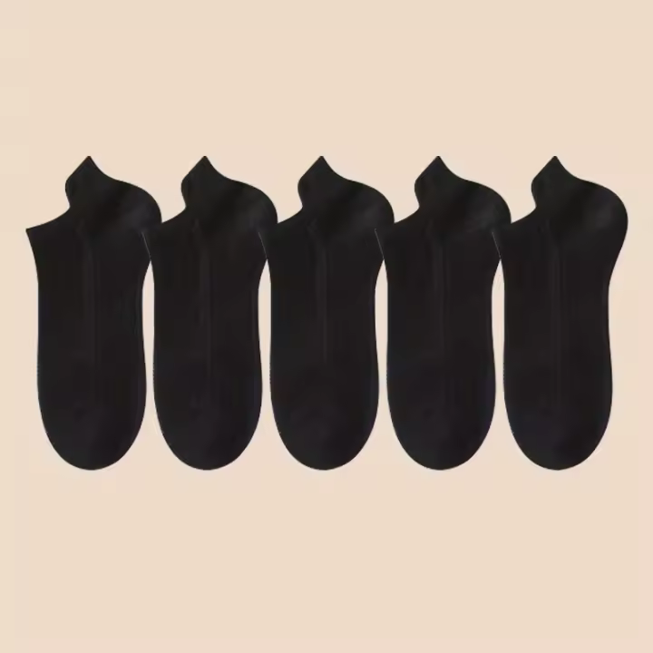 Paquete de 5 pares de calcetines de verano para hombre con ojales de malla completa, huecos y transpirables, calcetines cortos clásicos de color sólido multiusos - 1