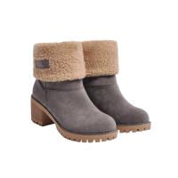 Botas de nieve cálidas de invierno para mujer, botas martin de tacón alto elegantes a la moda para exteriores, zapatos cálidos para mujer - details 3