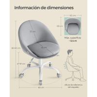Silla de Oficina en Casa, Silla Giratoria de Algodón y Lino, Silla de Escritorio, Acolchada con Espuma, Altura Ajustable, para Estudio, Dormitorio, Azul Pálido OBG020Q01 - details 58