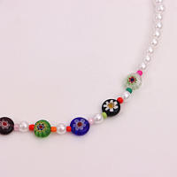 Collar de perlas de cristal con flores coloridas para mujer, collar corto geométrico de moda - details 5