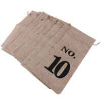 10 bolsas de yute para vino, 14 x 6 1/4 pulgadas, bolsas de regalo para botellas de vino numeradas de arpillera con cordón para degustación de vino ciego (marrón) - details 2