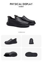 Zapatos casuales de cuero de los hombres de la cabeza redonda de primavera diario de cuero zapatos de los hombres de un pedal antideslizante mocasines de primera capa de cuero de vaca papá zapatos - details 14