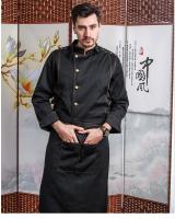 Uniforme de chef de algodón de mezclilla de alta calidad para hombre, ropa de trabajo de panadería de restaurante de cocina, chaqueta con delantal, abrigo de cocinero de servicio de alimentos - details 6