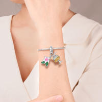 Colgante con cuentas de plata de ley 925, colgantes de flores con copa de cóctel, pulsera Original para hacer joyas, regalo del Día de San Valentín - details 1