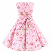 Vestido retro para niña, vestido vintage de princesa de verano sin mangas con lunares de algodón ligero y romántico floral de los años 50 para fiesta y boda Daliy - details 42
