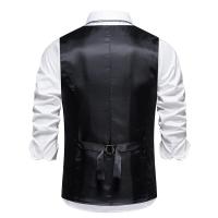 Recién llegado, chaleco Retro de Tweed para hombre, vestido a rayas a la moda, chaleco para traje, chaleco informal Vintage para caballero, accesorios de cadena - details 3