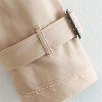 BUNO-Gabardina corta con cinturón para mujer, chaqueta de calle Vintage, Top de manga larga con doble botonadura, abrigo femenino, trajes de primavera, 2025 - details 6