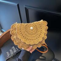 Bolso tejido con hilo de algodón con borde de flores, bolso cruzado de paja Retro ahuecado, bolso tejido de estilo étnico con perlas transpirables para uso diario - details 18
