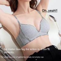 Sujetador con escote en V profundo inalámbrico con letras en inglés, ropa interior push-up ajustada a prueba de golpes, sujetador antiflacidez sin marcas para mujer - details 28