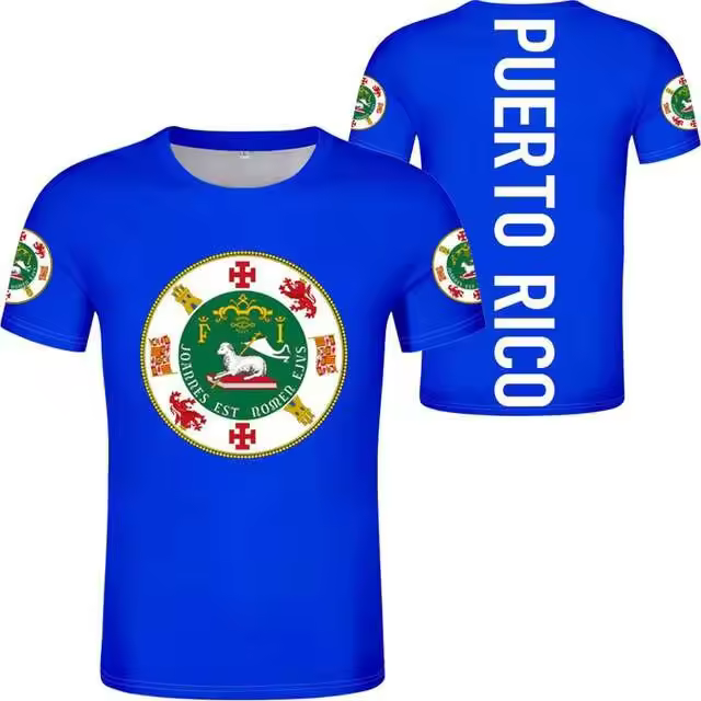 Camiseta gráfica de alta calidad con logotipo impreso de la bandera de Puerto Rico, ropa deportiva de secado rápido para hombre, ropa informal - 1