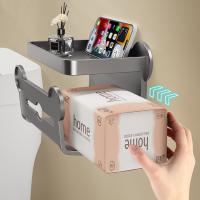 Estante de papel higiénico de plástico, soporte de papel higiénico de doble capa sin perforaciones, ahorra espacio, estante de papel en rollo montado en la pared para Baño, 3 uds. - details 1