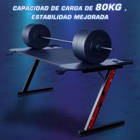 Mesa de Juegos Ergonómica en Forma de Z Fibra de Carbono Portavasos y Gancho para Auriculares Negro - details 12