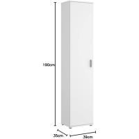 Armario Multiusos 1 Puerta, Madera de ingeniería, Blanco, 39x190x35cm - details 8