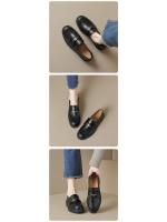 Mocasines de suela gruesa para mujer, estilo retro, negros, sin cordones, estilo universitario, de cuero, para otoño, 2025 - details 2