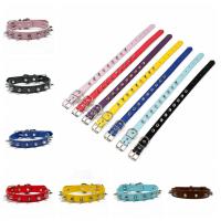 Productos para mascotas, Collar de cuero para perros y gatos, collares con tachuelas y pinchos coloridos y frescos, collar ajustable exquisito para mascotas, fotografía - details 0