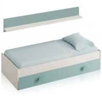 Cama Nido Juvenil 2 Camas + Estante Blanco Alpes y Verde Acua Medidas 200 cm x 98 cm x 43 cm - details 6