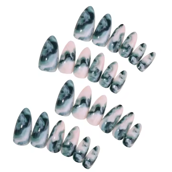 Patrón de mármol Material seguro de larga duración, uñas postizas impermeables para uñas, decoración DIY - 1