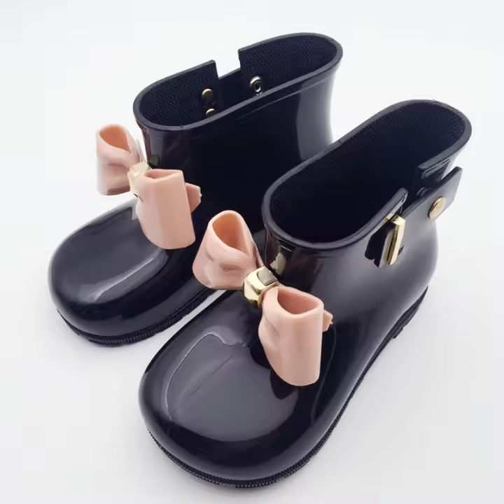 Versión Coreana De La Nueva Parte Inferior Suave Del Bebé Niños Arco Zapatos De Lluvia Niñas Jalea Baja Botas De Agua Linda Princesa Zapatos Botas Cortas - 1