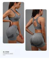 Conjunto de 2 uds de Yoga para mujer, sujetador con espalda hueca + pantalones cortos deportivos para levantamiento de cadera, conjunto de gimnasio sin costuras, ropa deportiva, chándal - details 27