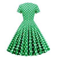 Vestido de Verano Retro Hepburn 2025 Cuello en V, Manga Corta, Botón Frontal, Vestido Midi de Algodón con Puntos Vintage para Mujeres - details 8