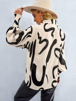 Camisa informal con estampado Vintage para mujer, blusa Retro para mujer, Top de manga larga con solapa y botonadura única, primavera y verano - details 36