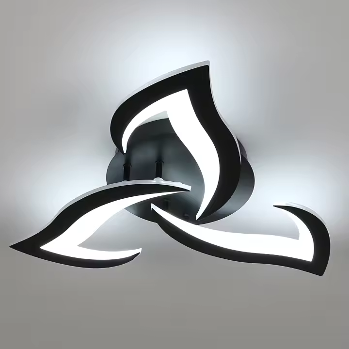 LED Plafón de Techo Acrílico Negro 36W GOECO, 6500K Luz Blanca Fría, Lámpara Interior Nórdica para Sala de estar, Dormitorio, Comedor, 58*58*8 CM - 1