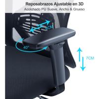 Oficina Ergonómica - Silla Escritorio Respaldo Alto con Soporte Lumbar Ajustable, Reposacabezas y Reposabrazos 3D - 130 ° Silla de Computadora Silla de Malla Mecedora - details 2