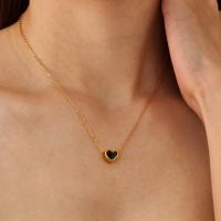 Collar de corazón negro de moda para mujer: cadena de clavícula minimalista de acero inoxidable en estilo europeo - details 6