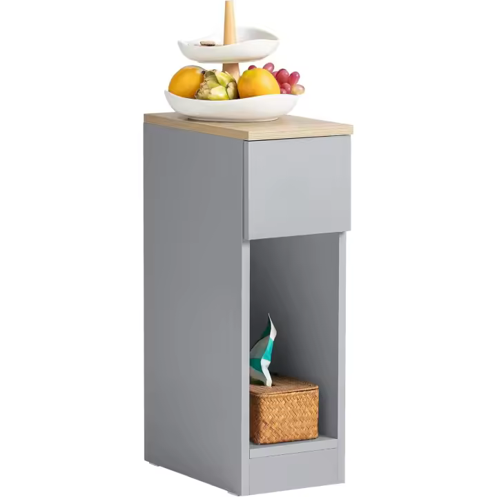 Mesa de Noche Blanca Ancho 35 Estantería y Cajón para Dormitorio y Sala de Estar Altura de 60cm - 1