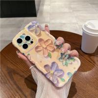 Funda de iPhone 15 Pro Max Pintura al Óleo de Luz Azul Arco Iris Flor Mariposa - details 34