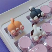 MiFuny lindo gato/Corgi Butt Keycaps oso/conejo 3D resina DIY personalizado dibujos animados llaveros para teclados nical regalo de juegos - details 4