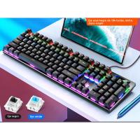 Teclado mecánico metálico 87 teclas 104 teclas eje verde luminoso eje negro accesorios informáticos juego de bloques de color - details 7