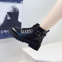 Moda casual muffin botas de mujer negras de suela gruesa con cordones y suela gruesa - details 20