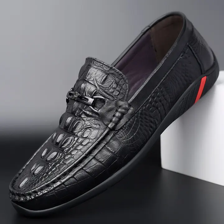 Nuevos zapatos de cuero geniales casuales simples de gran tamaño para hombres, zapatos de conducción huecos, zapatos Doudou de cuero genuino. - 1