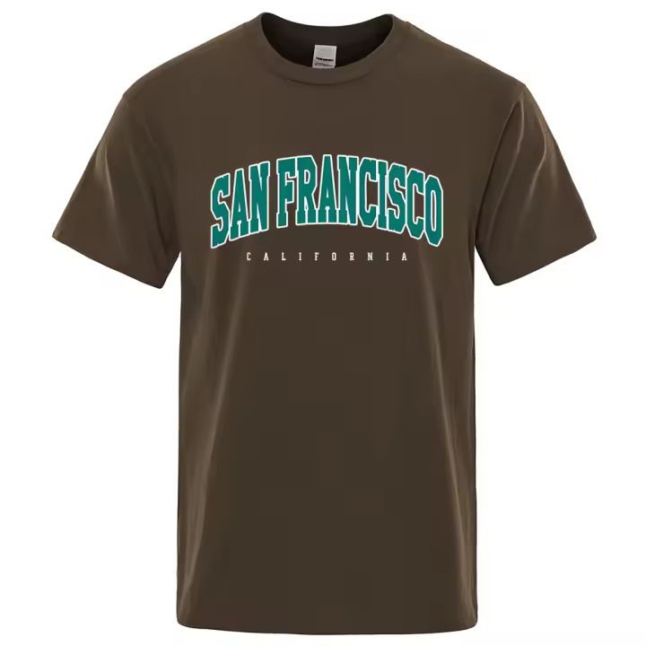 Camiseta holgada de algodón para hombre, ropa con letras de la ciudad de San Petersburgo, California, EE. UU., de gran tamaño, a la moda, de verano, Tops holgados informales - 1