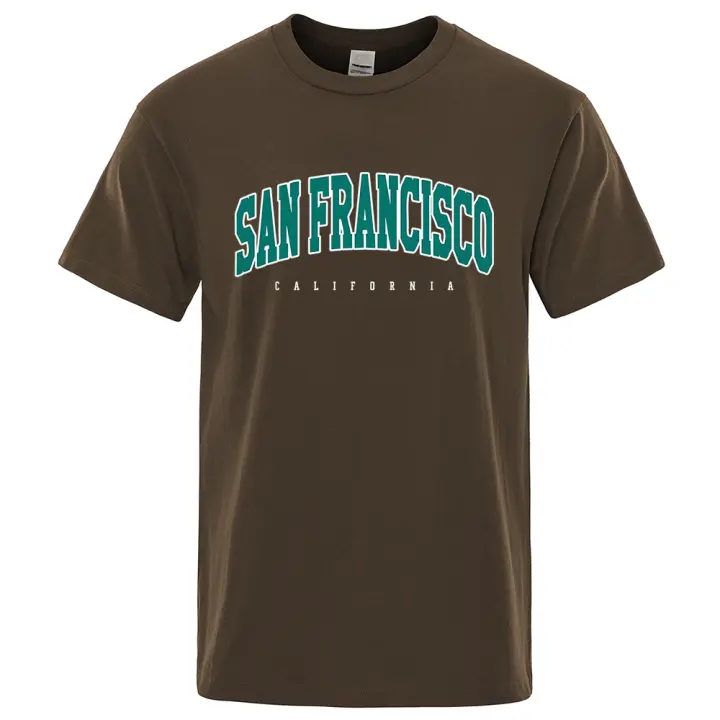 Camiseta holgada de algodón para hombre, ropa con letras de la ciudad de San Petersburgo, California, EE. UU., de gran tamaño, a la moda, de verano, Tops holgados informales - 1