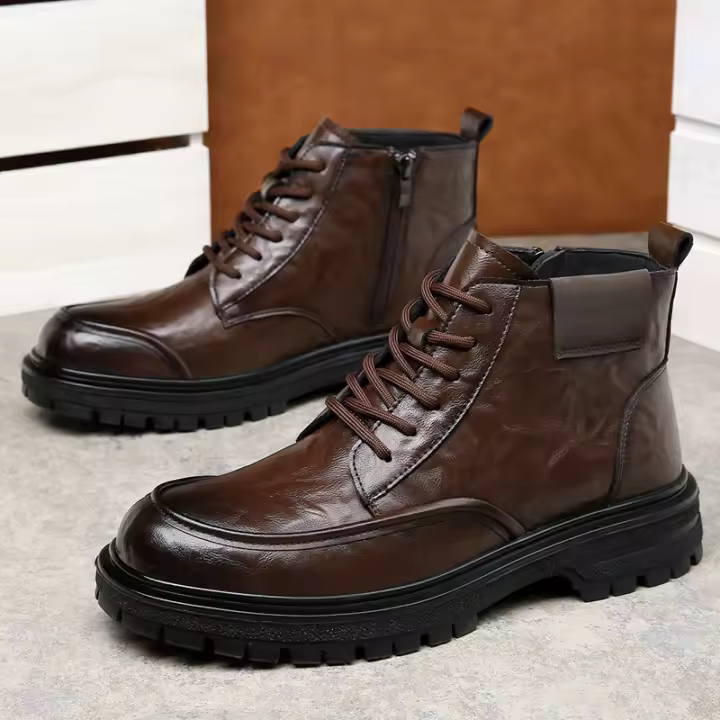 Nuevos y versátiles zapatos de cuero de terciopelo de caña alta botas cortas de moda - 1