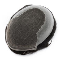 Q6 Base Prótesis capilar para hombres Línea de cabello invisible Sistema de cabello para hombres Peluca masculina de cabello humano natural Sistema de cabello masculino transpirable Q6 Base de piel Peluquín para hombres con nudos blanqueados - details 3