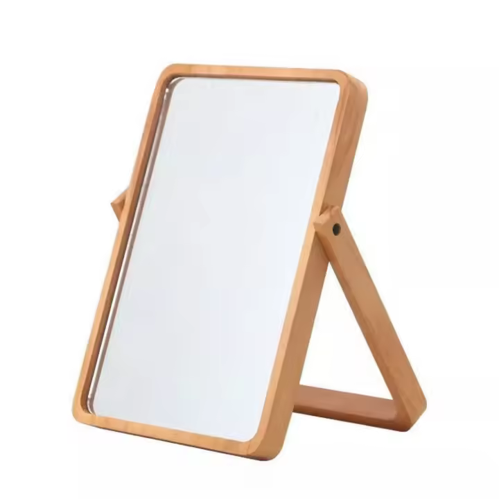 Espejos rectangulares de madera para maquillaje, espejos de mesa montados en la pared para sala de estar y dormitorio, regalos de cumpleaños - 1