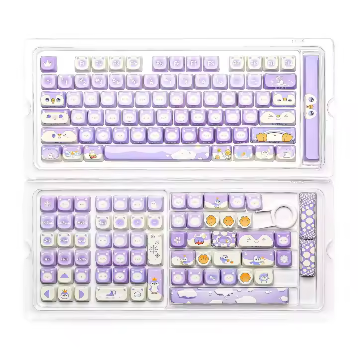 YUNZII-Juego de teclas de perfil MAO de pingüino, 143 teclas completas, subteclas personalizadas con forma bonita para interruptores MX, teclados Nical - 1