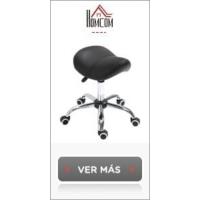 Taburete giratorio con ruedas y respaldo, taburete de trabajo con altura regulable de 78-93 cm, asiento tapizado en cuero sintético negro. - details 5