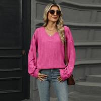 Top para mujer, camiseta holgada lisa con cuello en V, ropa popular coreana elegante de liquidación, años 90 - details 26