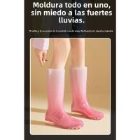Zapatos De Lluvia Moda Gradiente Botas De Lluvia Altas Mujeres Invierno Acolchada Caliente Compras Camping Atrapar El Mar Zapatos De Vadeo Rural - details 4