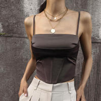 BUNO-Camiseta sin mangas con tirantes finos para mujer, Top corto ajustado con espalda descubierta, ropa de calle para fiesta, verano 2025 - details 4